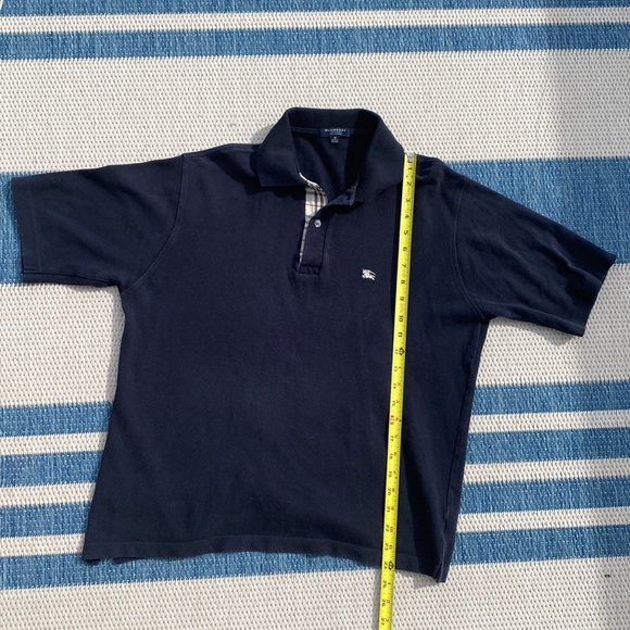 Burberry Navy Polo with White embroidered logo and Nova Check Detail! Size Med! - Picture 5 of 7